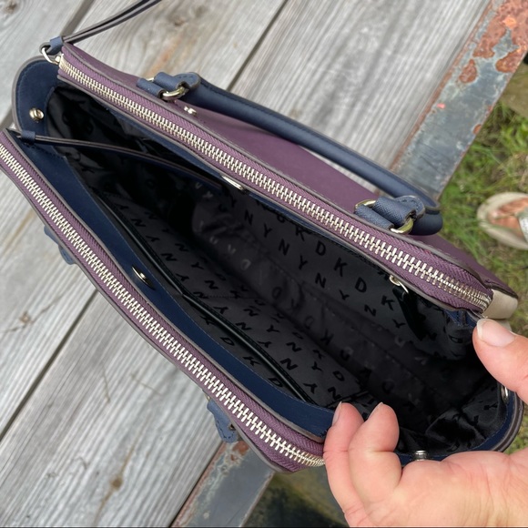 DKNY Colorblock Signature Saffiano Leather Satchel Crossbody Bag $298 Tricolor - Picture 6 of 16